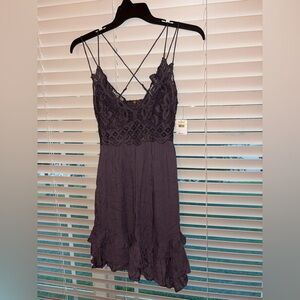 Free people Lace Trim Purple Dress NWT